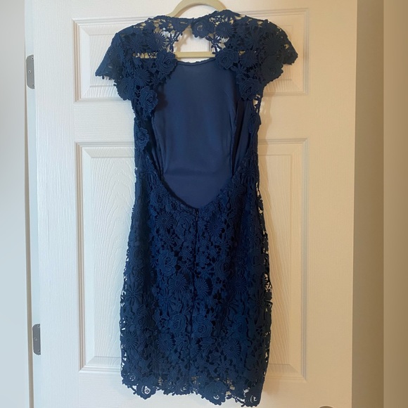 Lulu’s Romance Language Navy Blue Backless Lace Dress - Picture 5 of 8